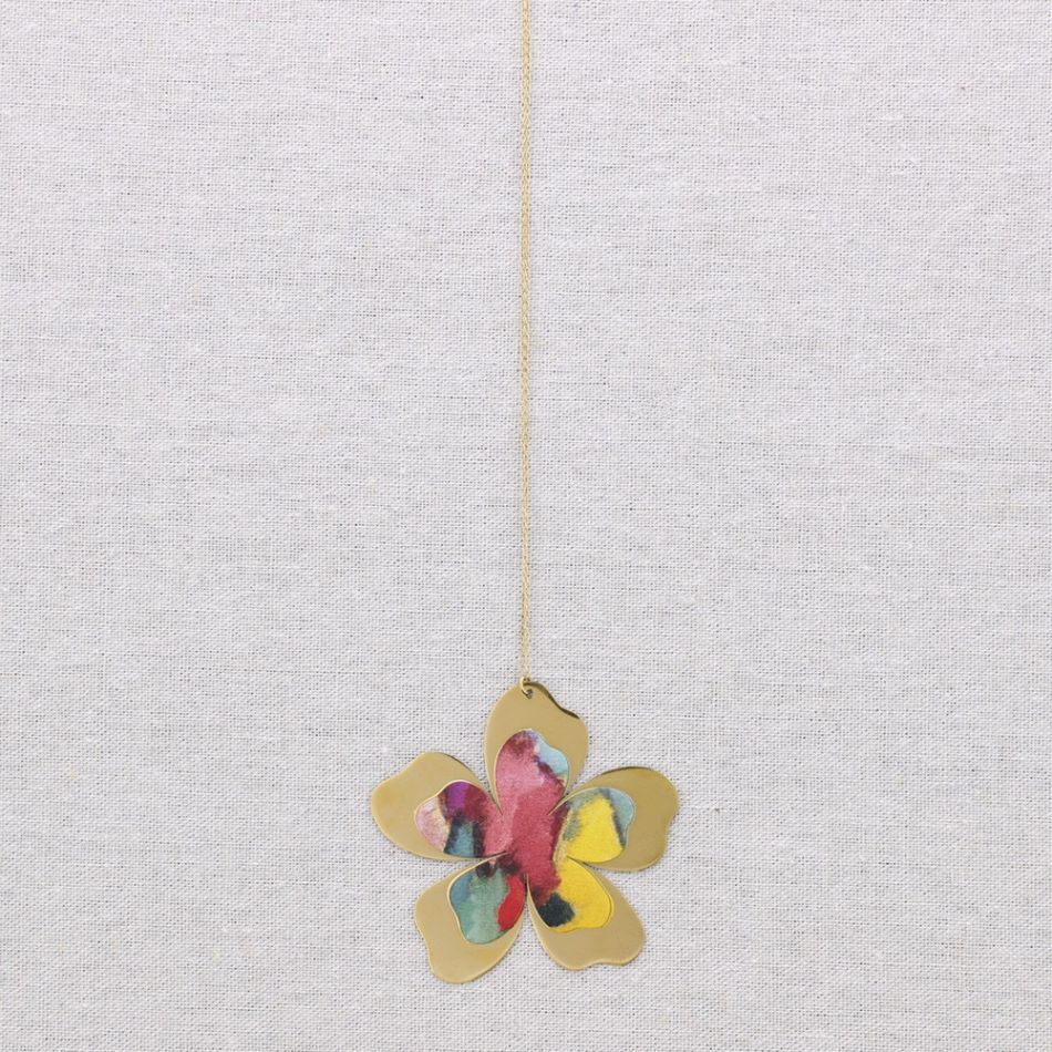 COLLAR LARGO ACERO COLGANTE FLOR DIBUJO