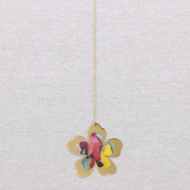 COLLAR LARGO ACERO COLGANTE FLOR DIBUJO