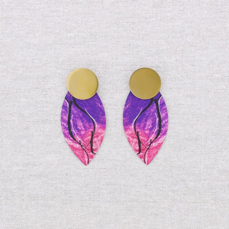 PENDIENTES ACERO COLGANTE OVALADO DIBUJO