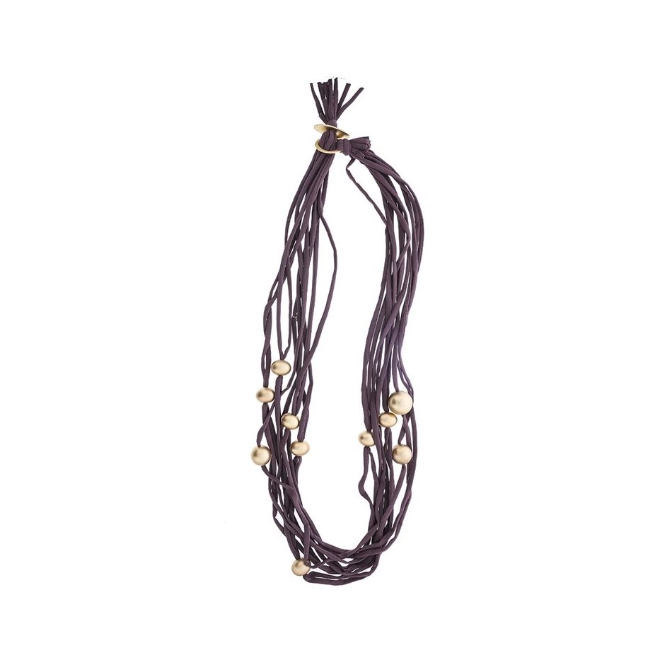 LONG TUBE NECKLACE WITH IMITATION METAL BEADS