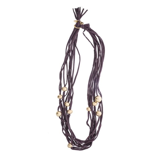 LONG TUBE NECKLACE WITH IMITATION METAL BEADS
