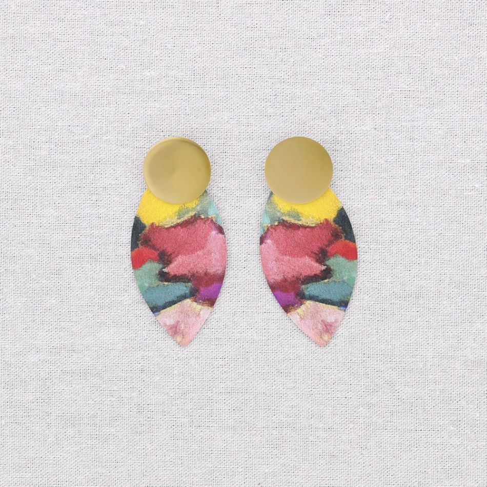 PENDIENTES ACERO COLGANTE OVALADO DIBUJO