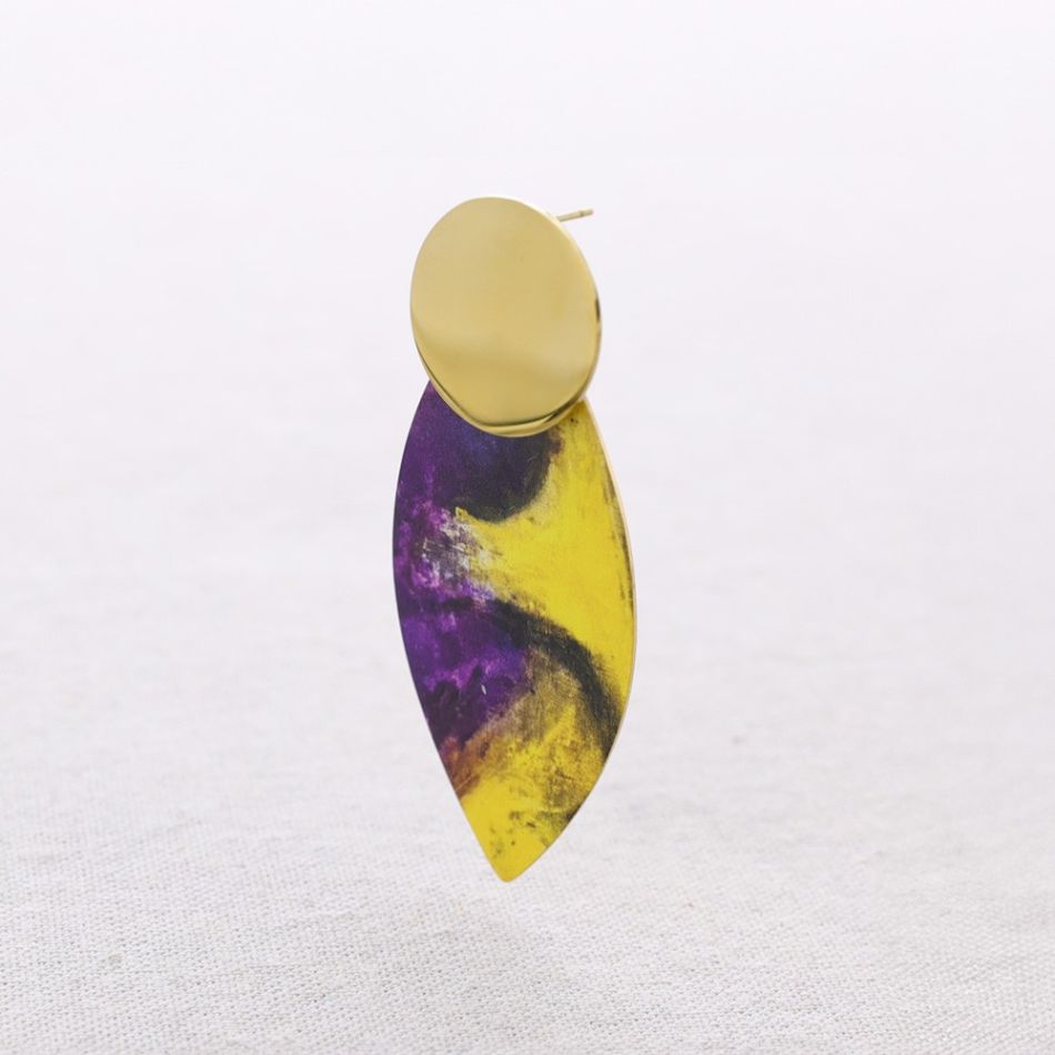 PENDIENTES ACERO COLGANTE OVALADO DIBUJO