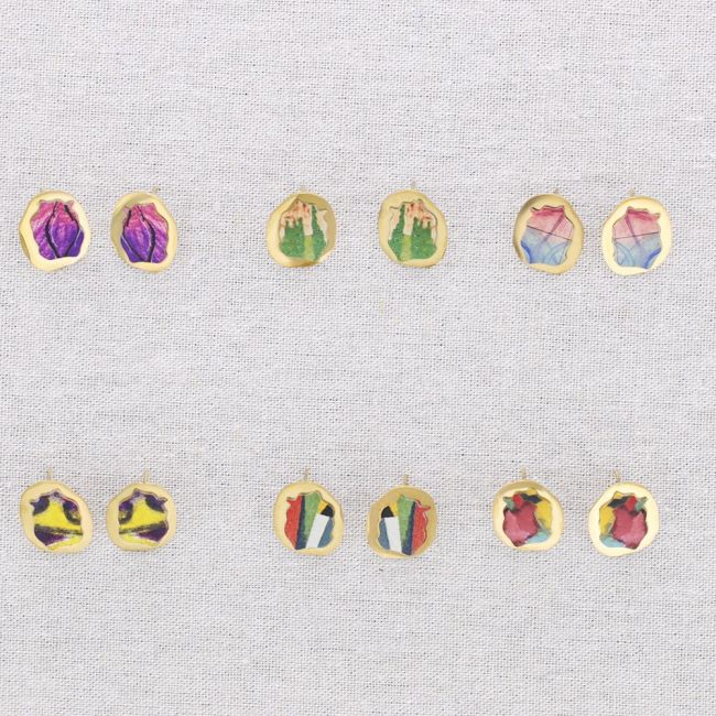 PENDIENTES ACERO FORMA GEOMÉTRICA DIBUJO