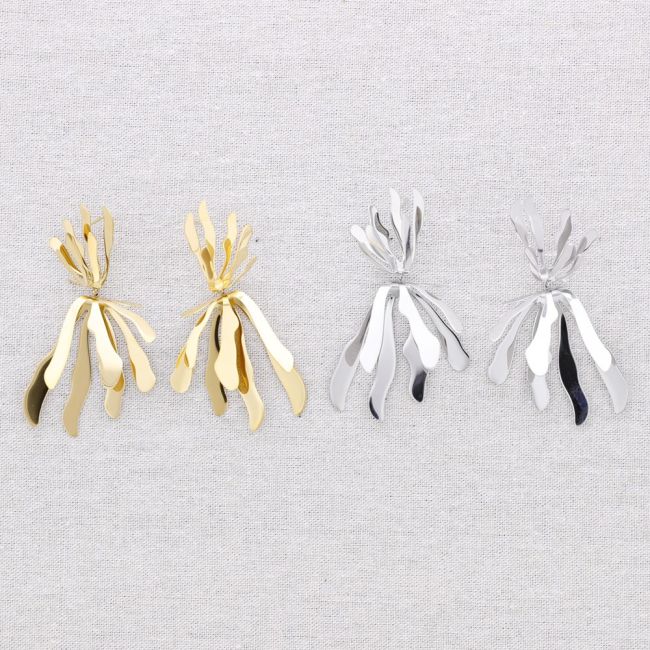 PENDIENTES ACERO DOBLE CORAL