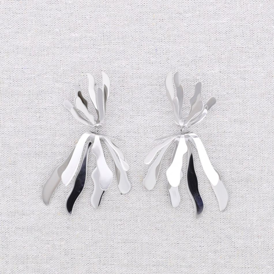 PENDIENTES ACERO DOBLE CORAL