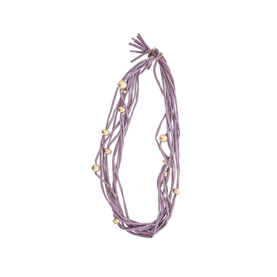 LONG TUBE NECKLACE WITH IMITATION METAL BEADS