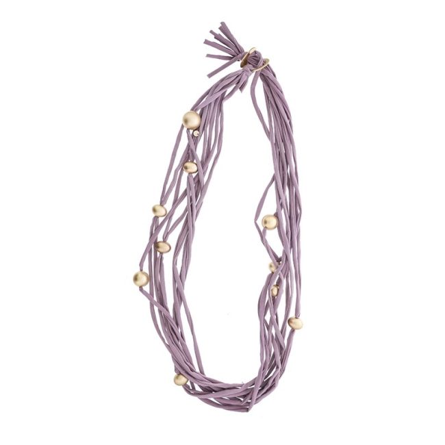 LONG TUBE NECKLACE WITH IMITATION METAL BEADS