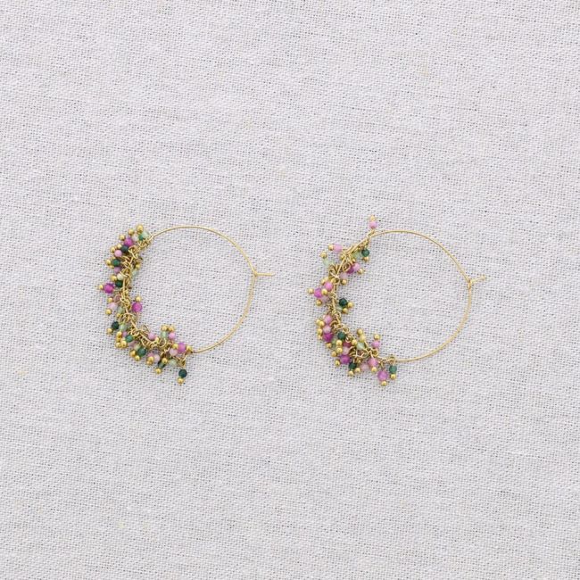 STEEL EARRINGS HOOP STONES