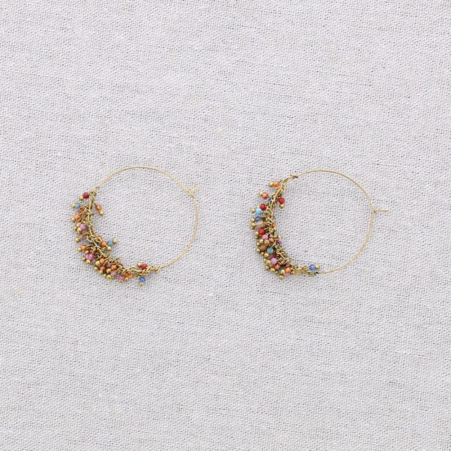 STEEL EARRINGS HOOP STONES