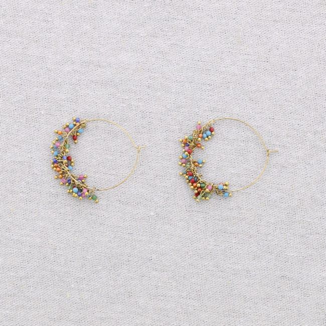 STEEL EARRINGS HOOP STONES