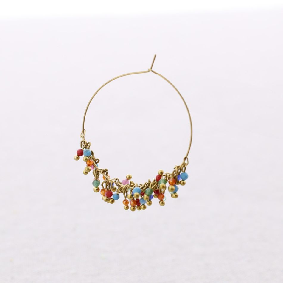 STEEL EARRINGS HOOP STONES