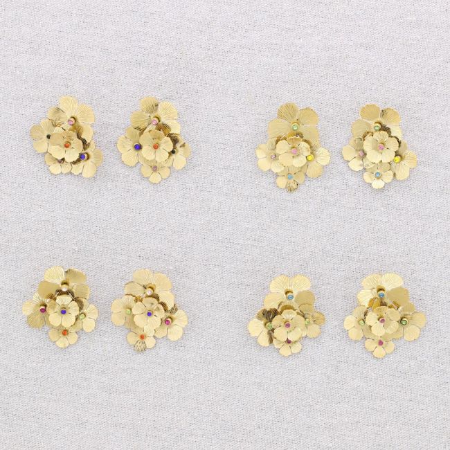 PENDIENTES ACERO FLORES CRISTALES COLORES