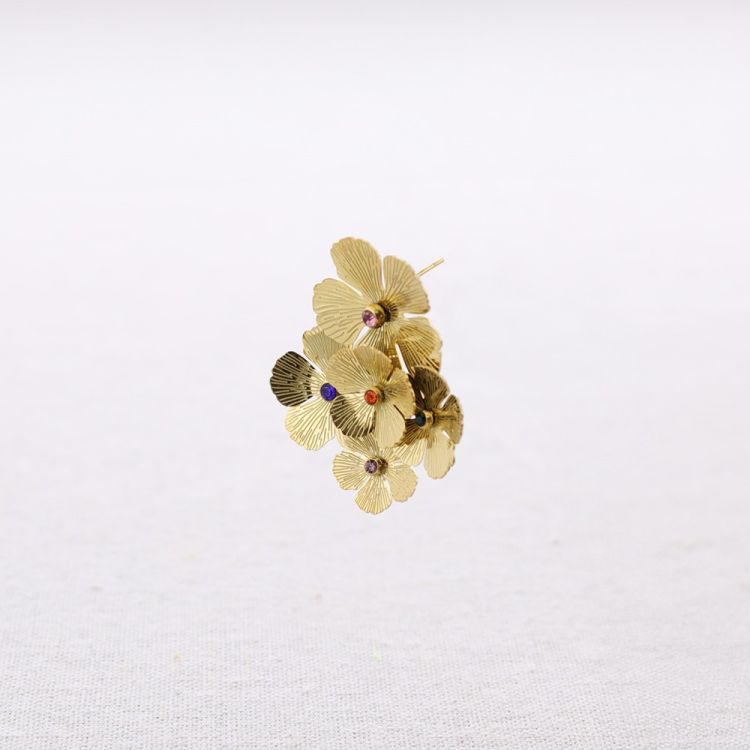 PENDIENTES ACERO FLORES CRISTALES COLORES