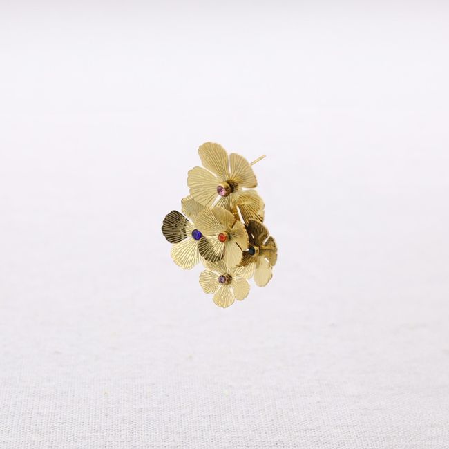 STEEL EARRINGS FLOWERS CRYSTALS COLORS