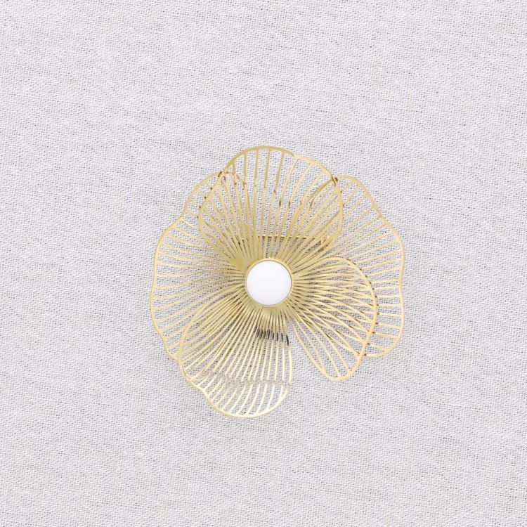 BROCHE ACERO FLOR PIEDRA