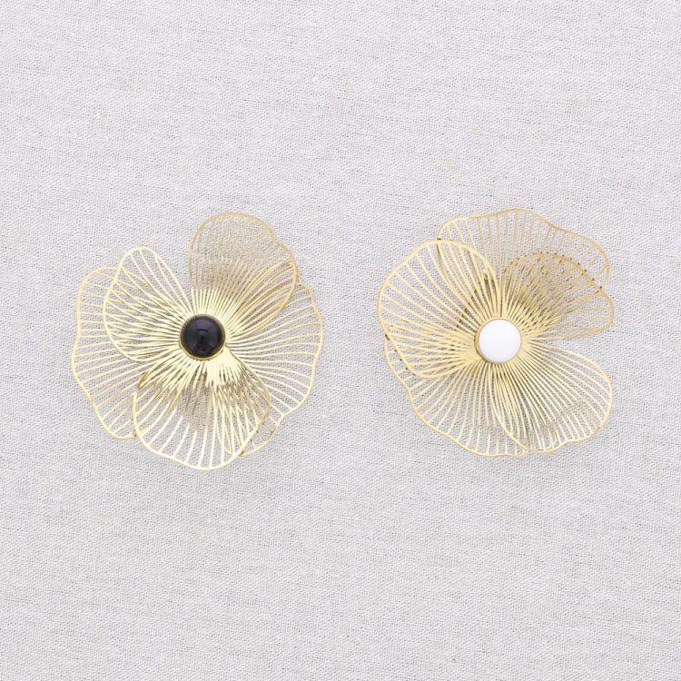 BROCHE ACERO FLOR PIEDRA 2