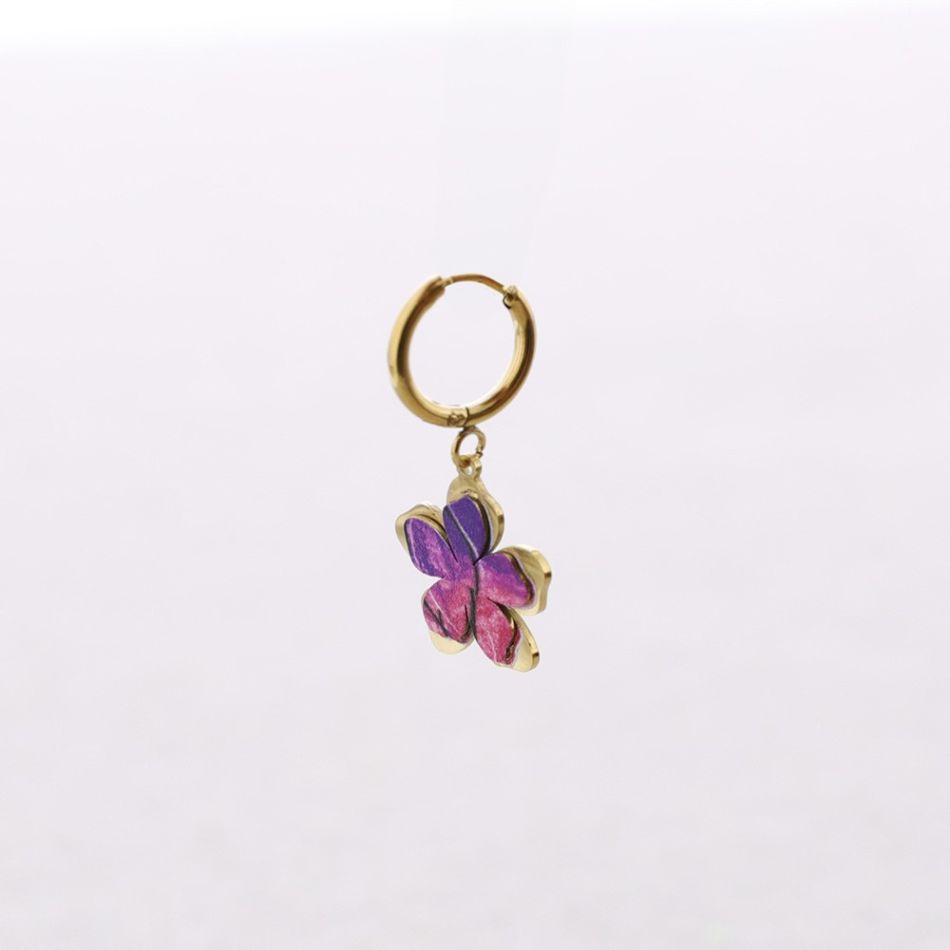 PENDIENTES ACERO ARO COLGANTE FLOR DIBUJO