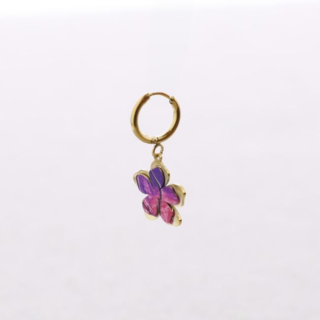 PENDIENTES ACERO ARO COLGANTE FLOR DIBUJO