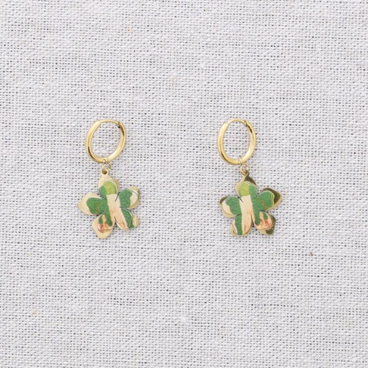 PENDIENTES ACERO ARO COLGANTE FLOR DIBUJO 2