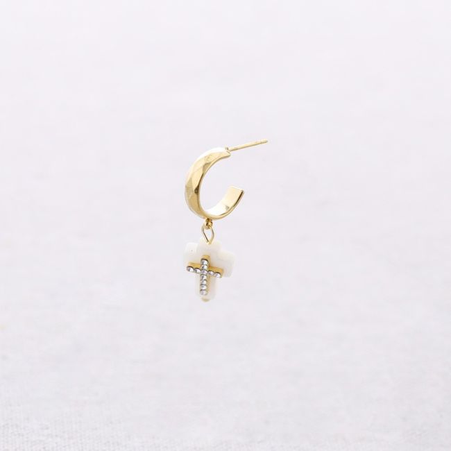 PENDIENTES ACERO ARO COLGANTE CRUZ NÁCAR