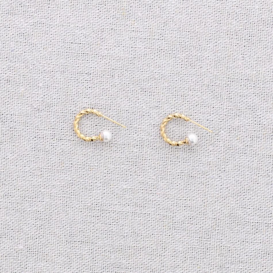 PENDIENTES ACERO ARO ANILLA PERLITAS