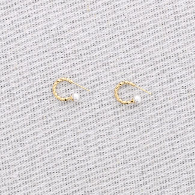 PENDIENTES ACERO ARO ANILLA PERLITAS