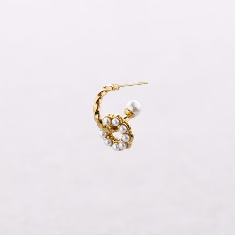 PENDIENTES ACERO ARO ANILLA PERLITAS