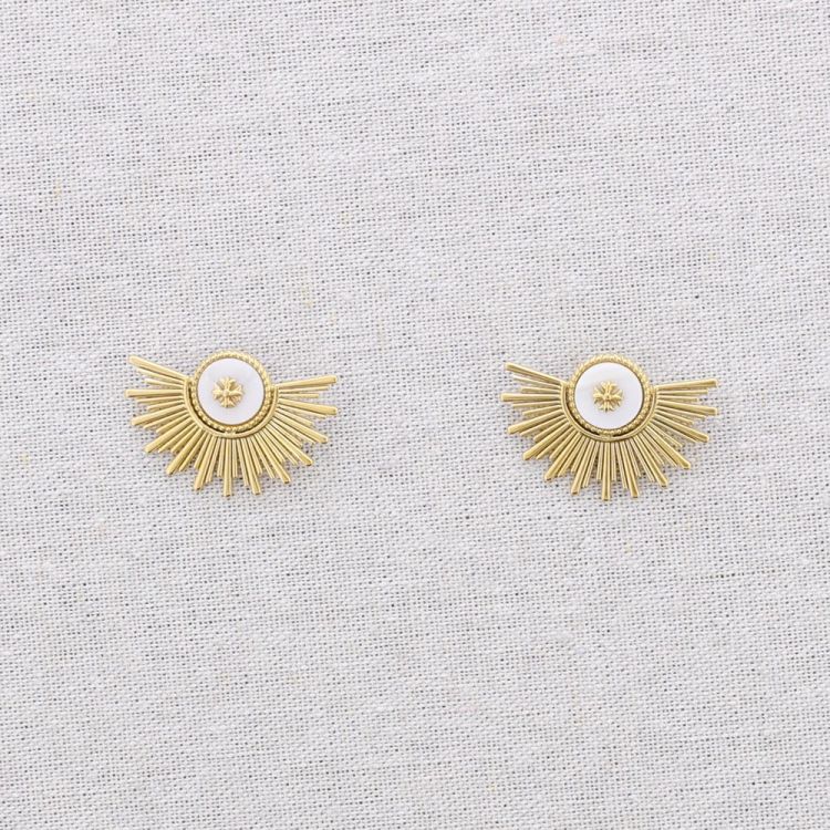 PENDIENTES ACERO ABANICO NÁCAR 2