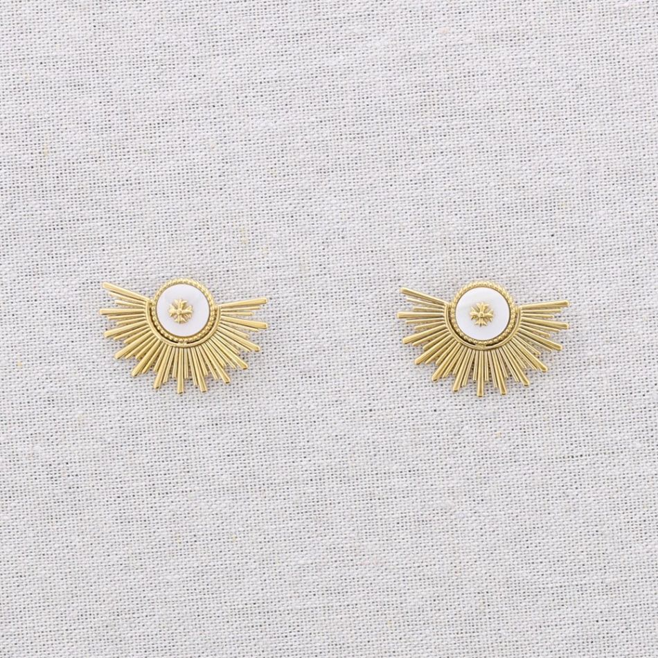 PENDIENTES ACERO ABANICO NÁCAR