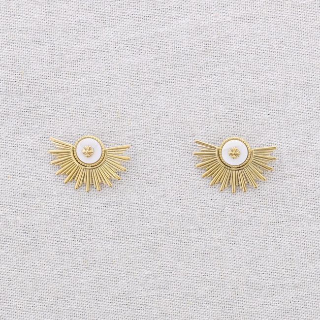 PENDIENTES ACERO ABANICO NÁCAR