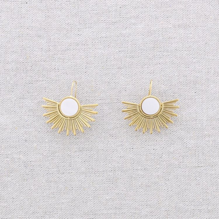 PENDIENTES ACERO COLGANTE ABANICO NÁCAR 2