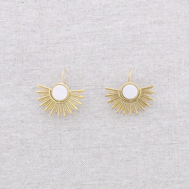 PENDIENTES ACERO COLGANTE ABANICO NÁCAR
