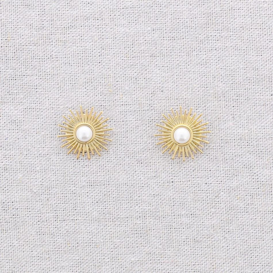 PENDIENTES ACERO SOL PERLA