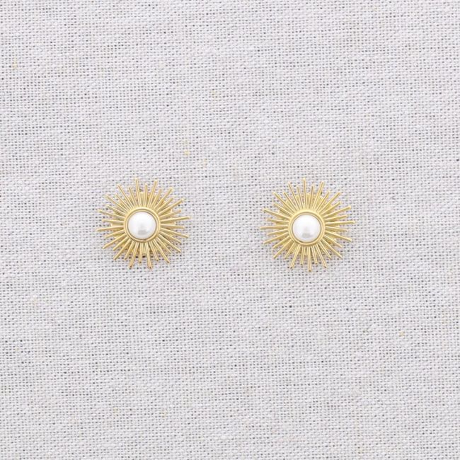 STEEL SUN PEARL EARRINGS