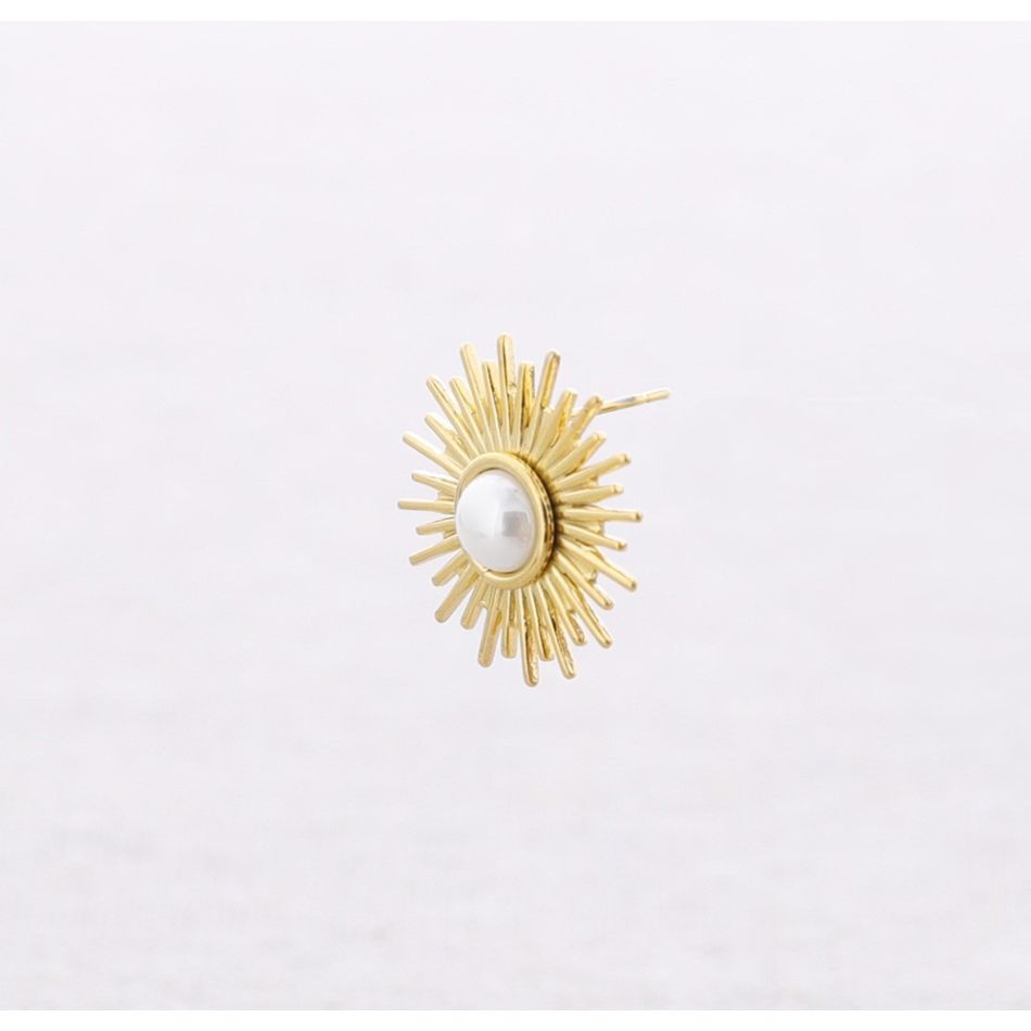 STEEL SUN PEARL EARRINGS
