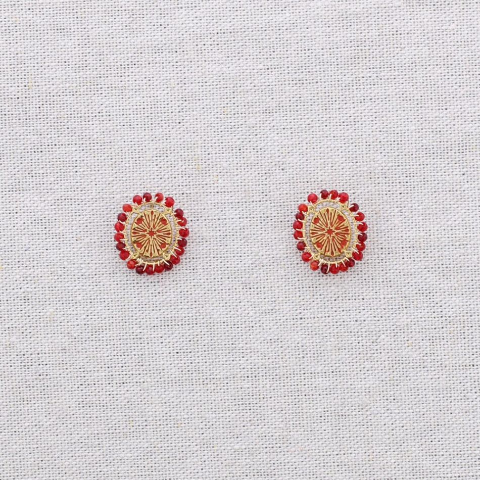 PENDIENTES ACERO OVALADO CRISTALES