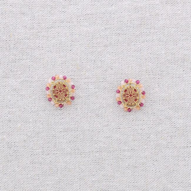 PENDIENTES ACERO OVALADO CRISTALES