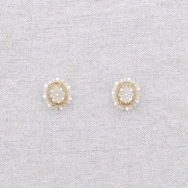 OVAL STEEL CRYSTAL EARRINGS