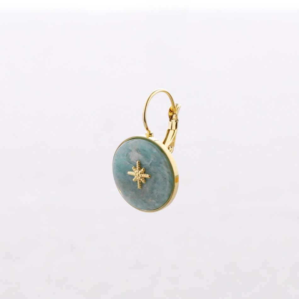 STEEL EARRINGS WITH STAR STONE FRENCH LEVER BACK