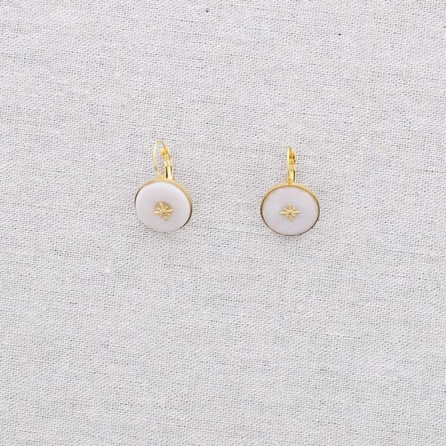 STEEL EARRINGS WITH STAR STONE FRENCH LEVER BACK
