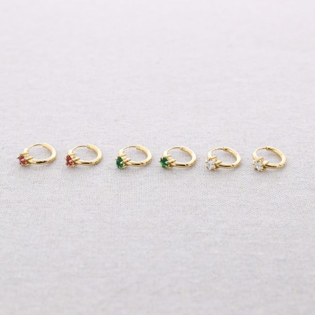 STEEL HOOP EARRINGS WITH CRYSTAL STAR