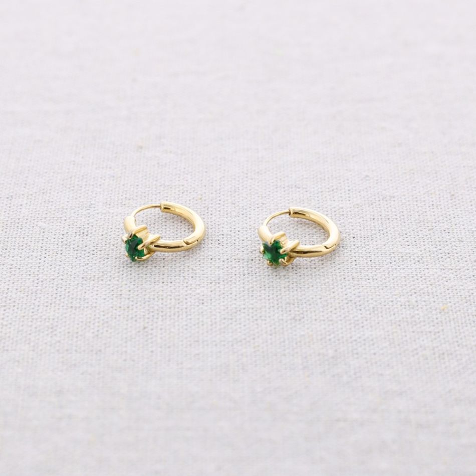 STEEL HOOP EARRINGS WITH CRYSTAL STAR