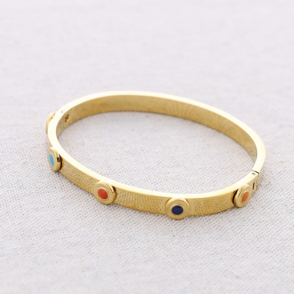 PULSERA ACERO RÍDIGA CRISTALES