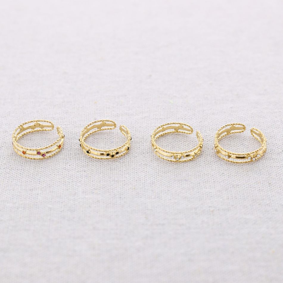 ANILLO ACERO TIRAS CUENTAS