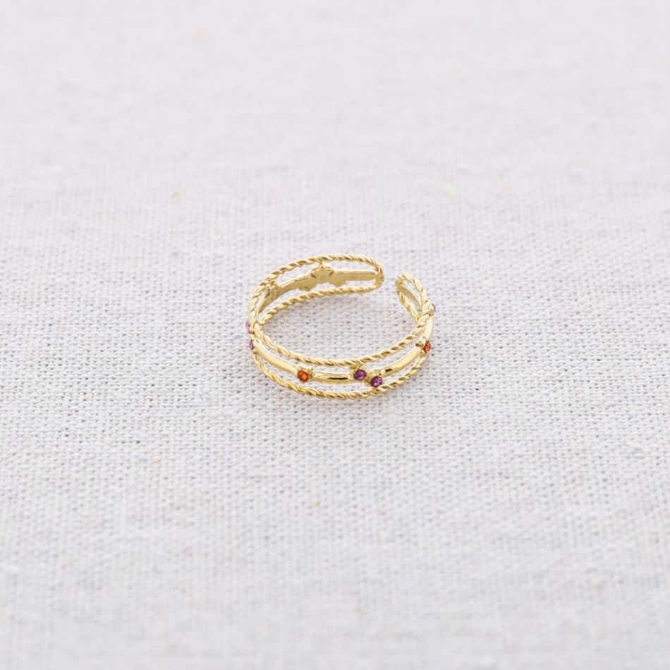 ANILLO ACERO TIRAS CUENTAS