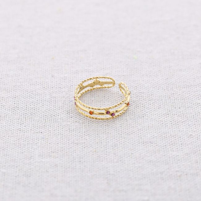 ANILLO ACERO TIRAS CUENTAS