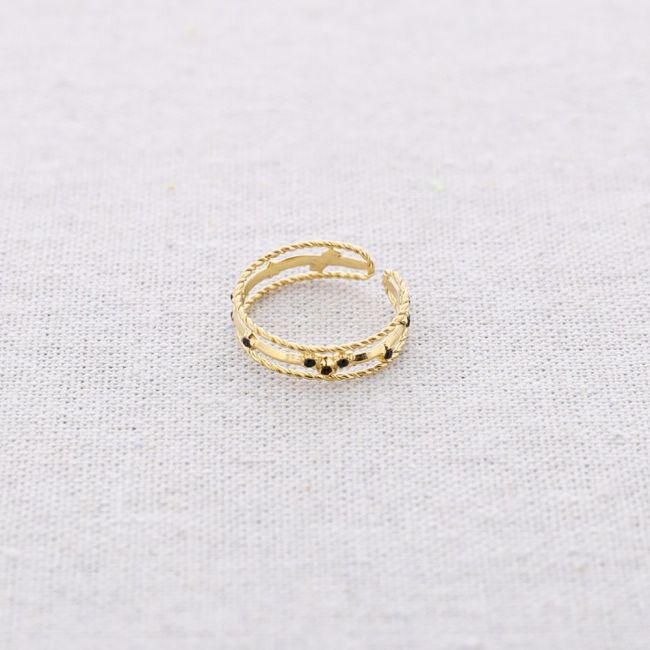 ANILLO ACERO TIRAS CUENTAS