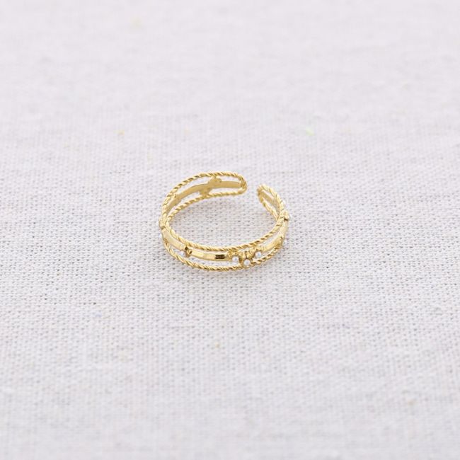 ANILLO ACERO TIRAS CUENTAS
