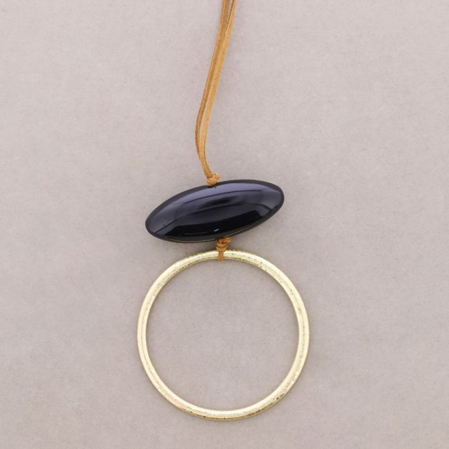 LONG NECKLACE METAL RESIN PENDANT